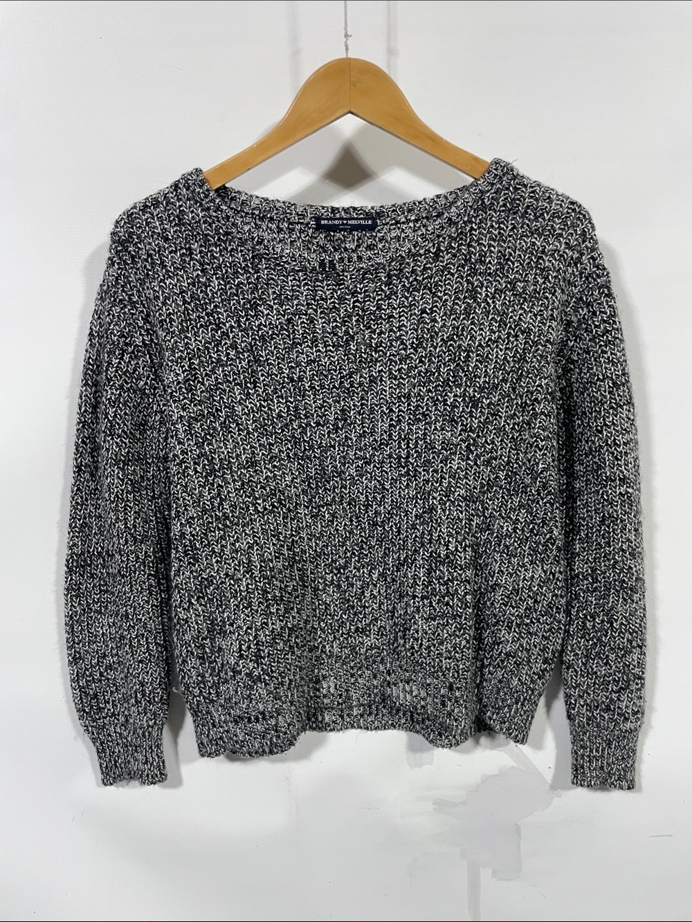 Brandy Melville Black & White Marled Crewneck Sweater